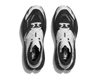 Women's Hoka Speedgoat 7. White/Black upper. Black midsole. Top view.