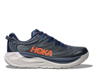 Men's Hoka Gaviota 6. Dark Blue/Grey upper. White midsole. Lateral view.