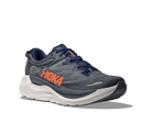 Men's Hoka Gaviota 6. Dark Blue/Grey upper. White midsole. Lateral view.