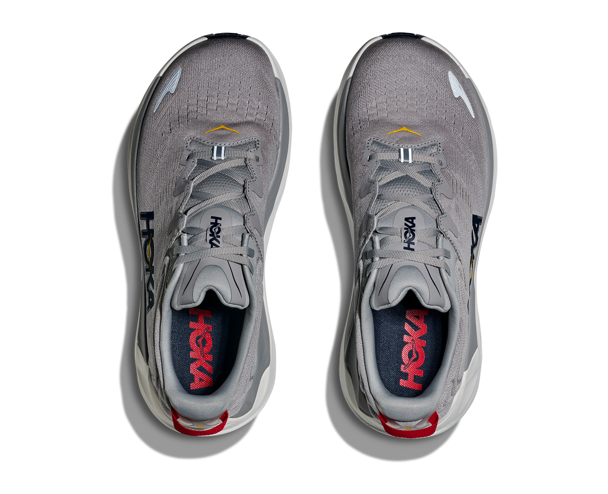 Men's Hoka Gaviota 6. Grey upper. White midsole. Top view.