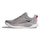 Men's Hoka Gaviota 6. Grey upper. White midsole. Medial view.