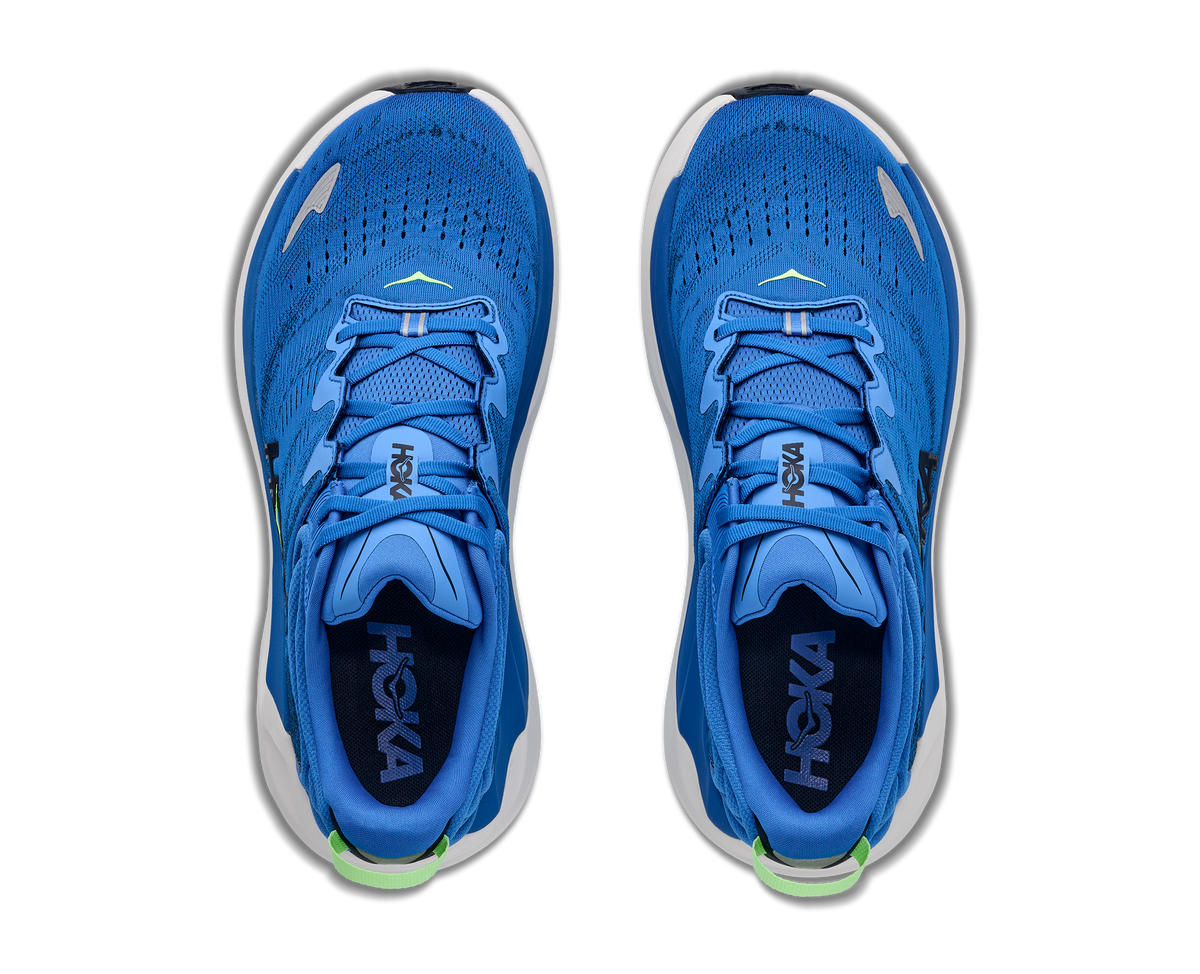 Men's Hoka Gaviota 6. Blue upper. White midsole. Top view.