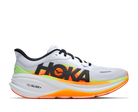 Men's Hoka Clifton Pro. Light Grey upper. White midsole. Lateral view.
