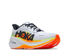 Men's Hoka Clifton Pro. Light Grey upper. White midsole. Lateral view.