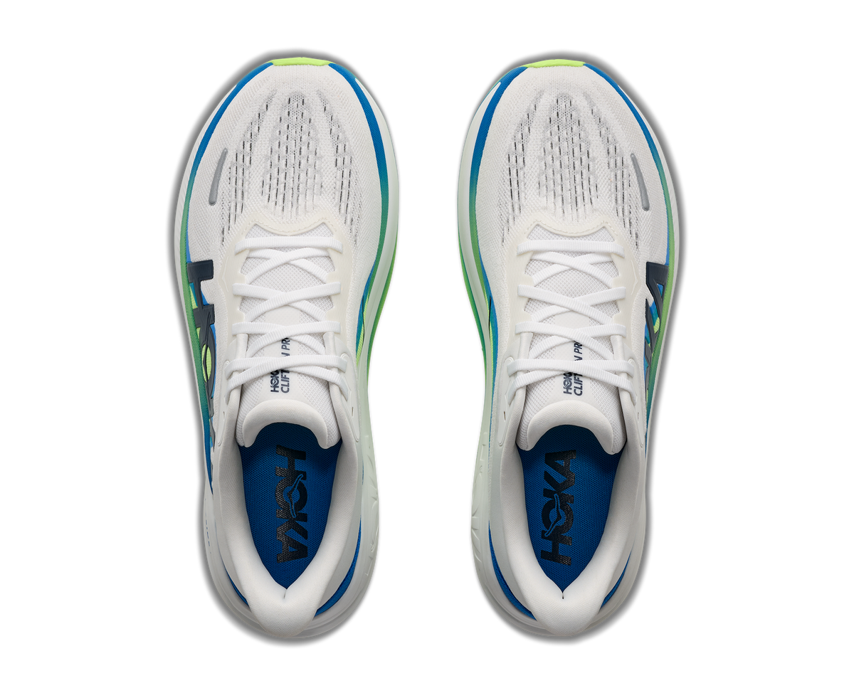 Men's HOKA Clifton Pro in Frost/Virtual Blue, top view.