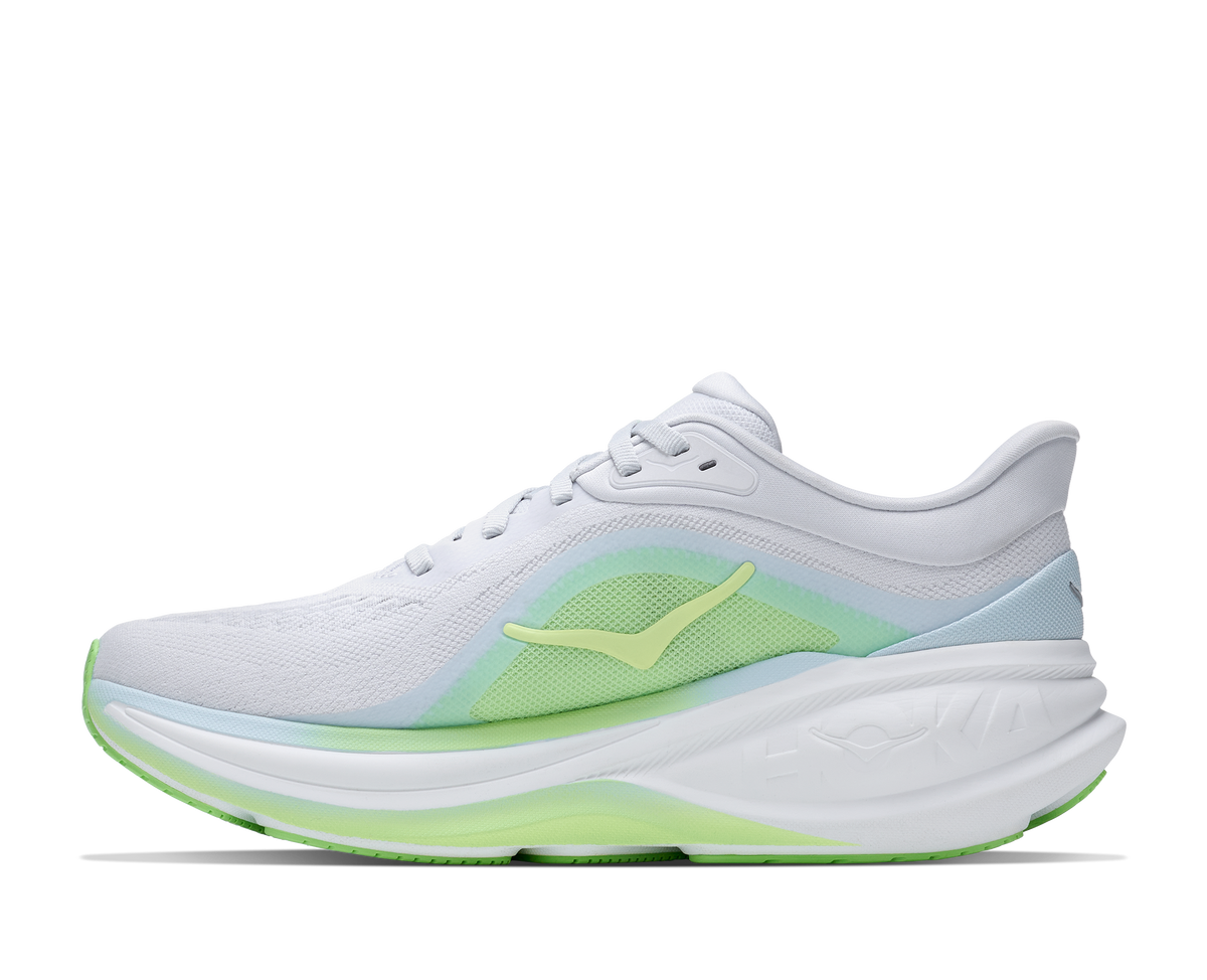 Women's HOKA Clifton Pro in Cosmic Grey/Neon Yuzu, medial view.