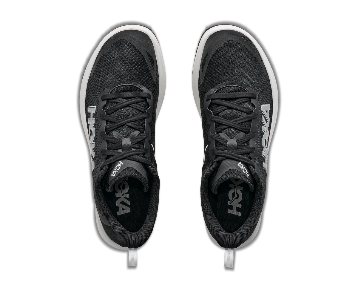 Hoka Crescendo XC 2. Black upper. White midsole. Top view.