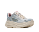Women's Hoka Bondi 9. Light Blue upper. Off White midsole. Lateral view.