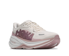 Women's HOKA Clifton Pro in Alabaster/Pink Opal, lateral view.