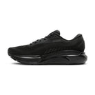Women's Brooks Adrenaline GTS 24. Black upper. Black midsole. Medial view.