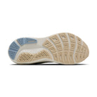 Women's Brooks Ghost 17. Light blue upper. Tan and white midsole. Bottom view.