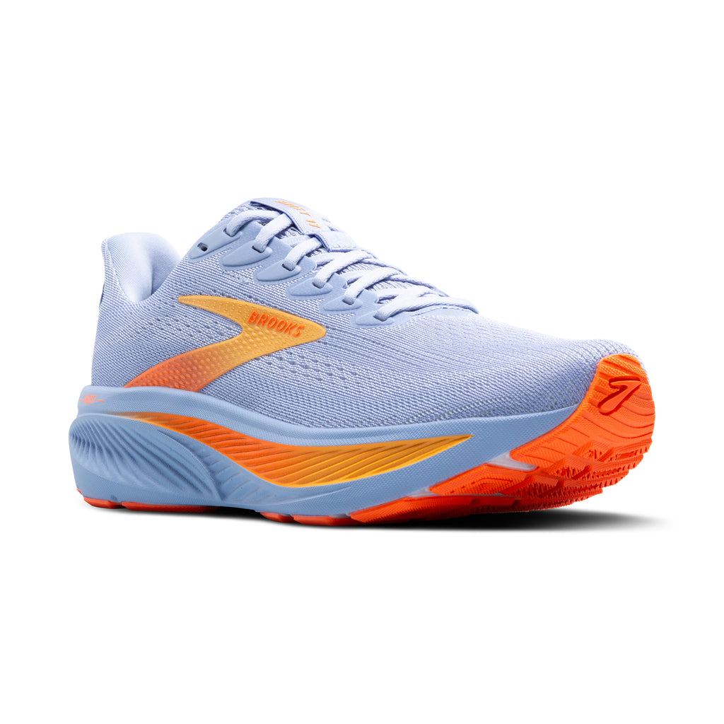 Women's Brooks Ghost 17. Light Blue upper. Light Blue midsole. Lateral view.