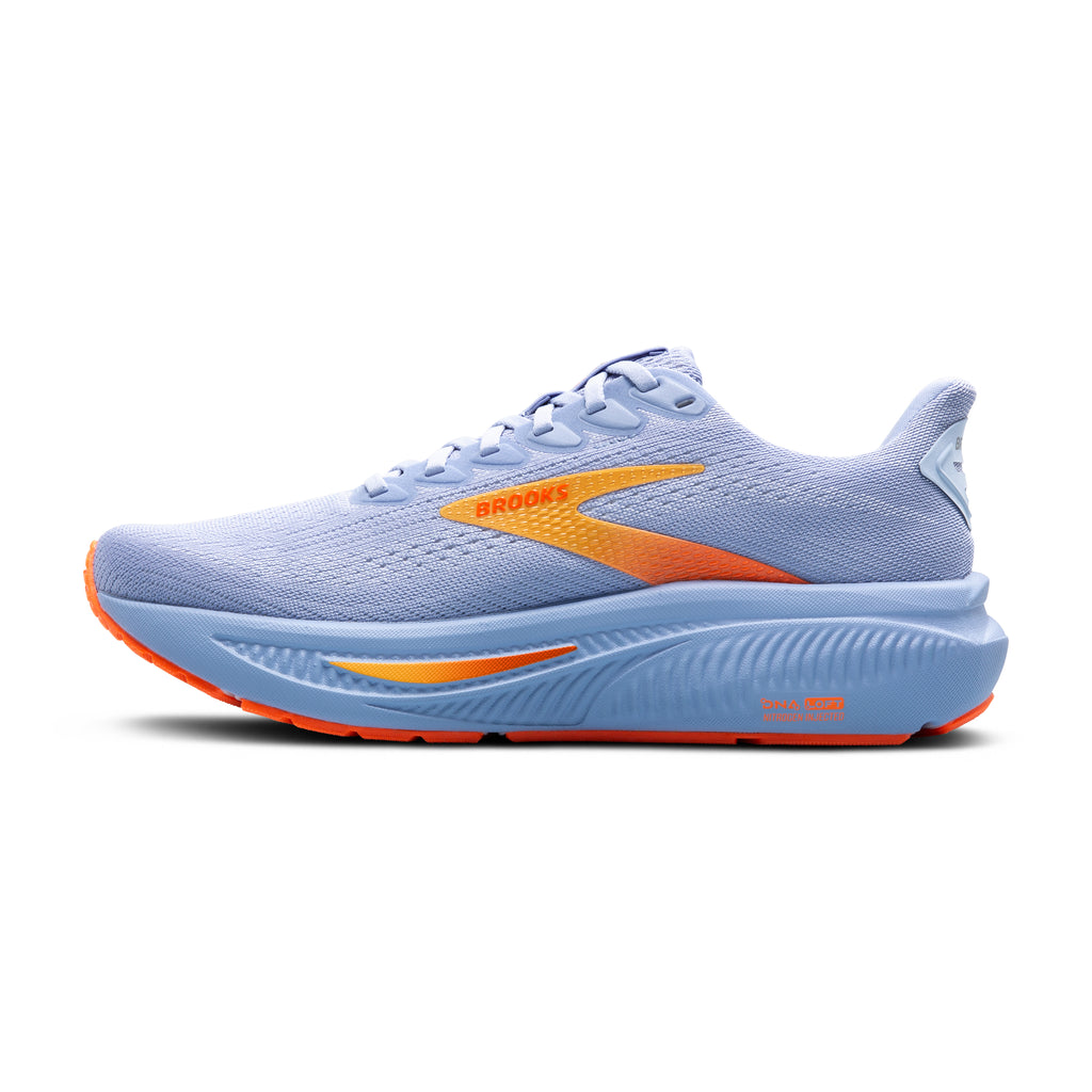 Women's Brooks Ghost 17. Light Blue upper. Light Blue midsole. Medial view.