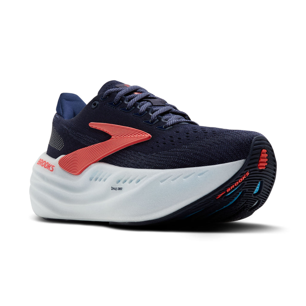 Women's Brooks Glycerin Max. Blue upper. White midsole. Lateral view.