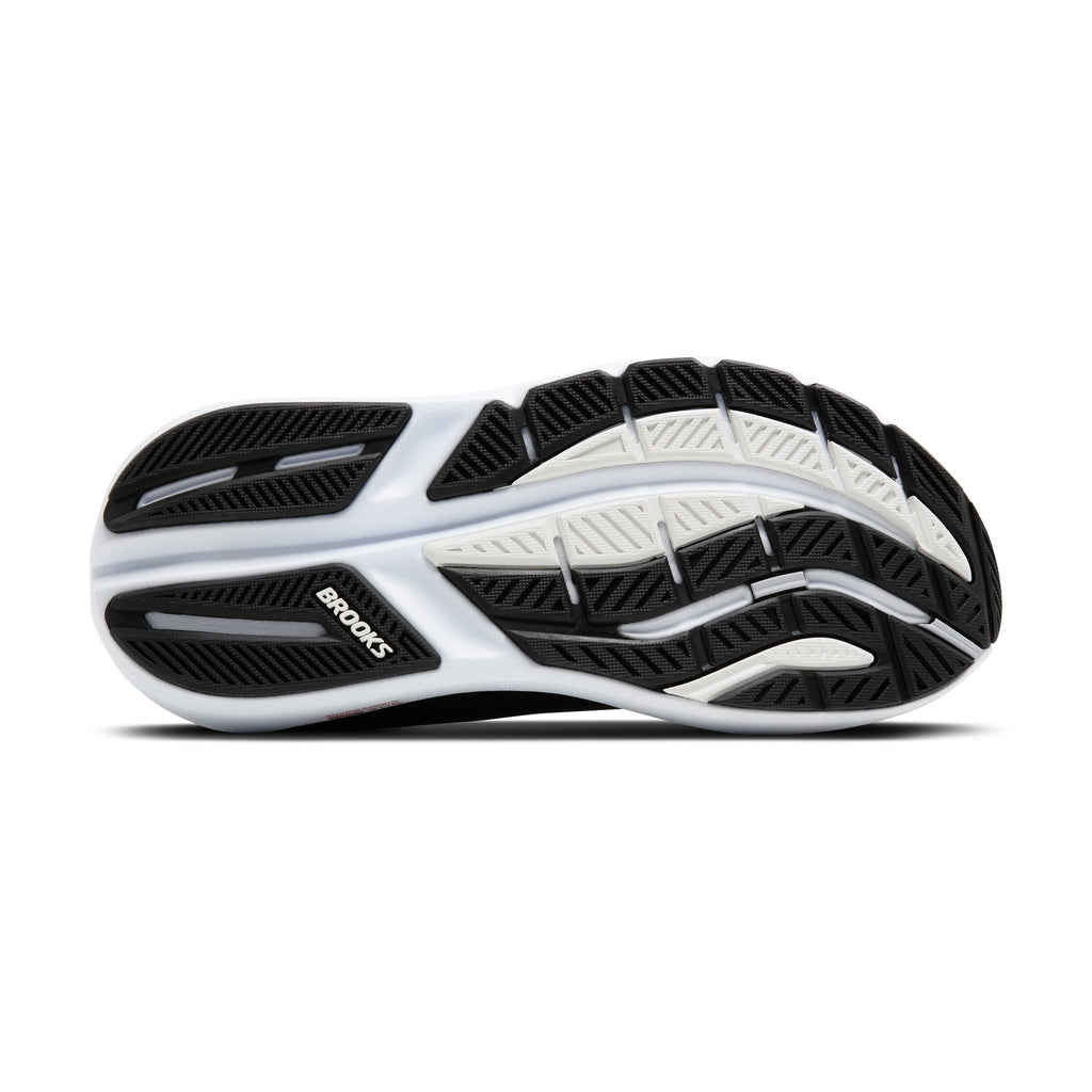 Women's Brooks Ghost Max 3. Black upper. White midsole. Bottom view.