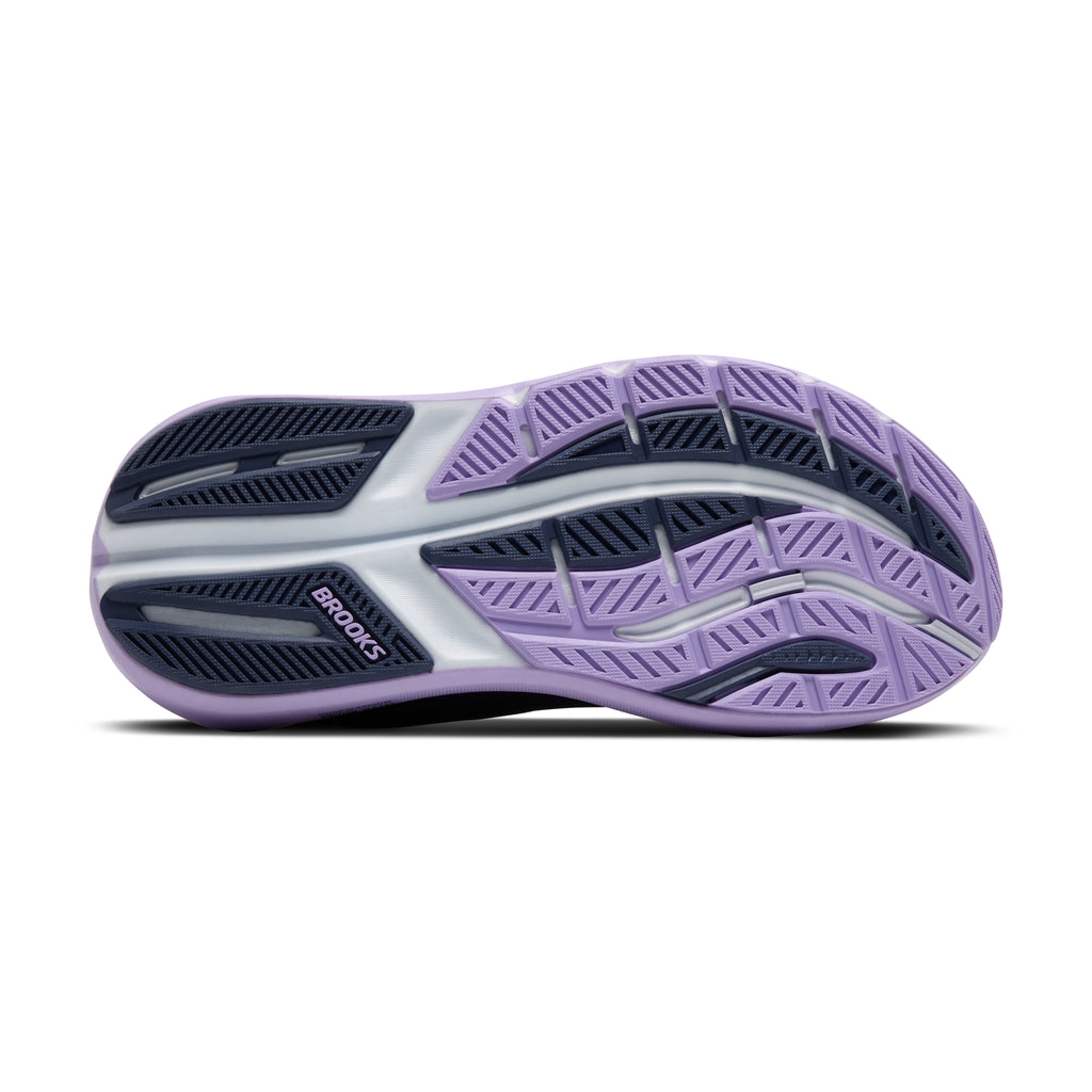 Women's Brooks Ghost Max 3. Dark Purple upper. Purple midsole. Bottom view.