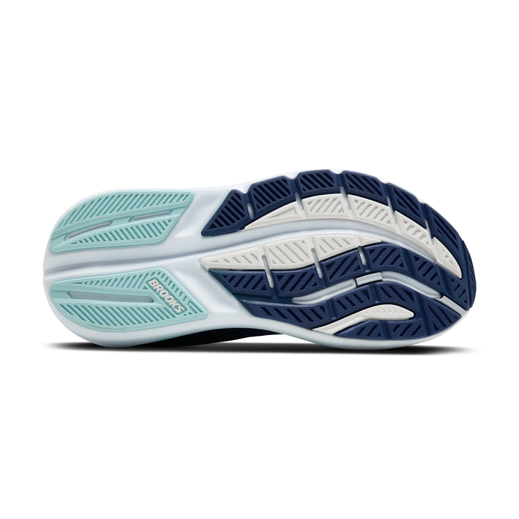 Women's Brooks Ghost Max 3. Navy upper. White midsole. Bottom view.