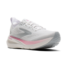 Brooks Glycerin 23 women's running shoe in White/Harbor Mist/Metallic, lateral view (image 1).