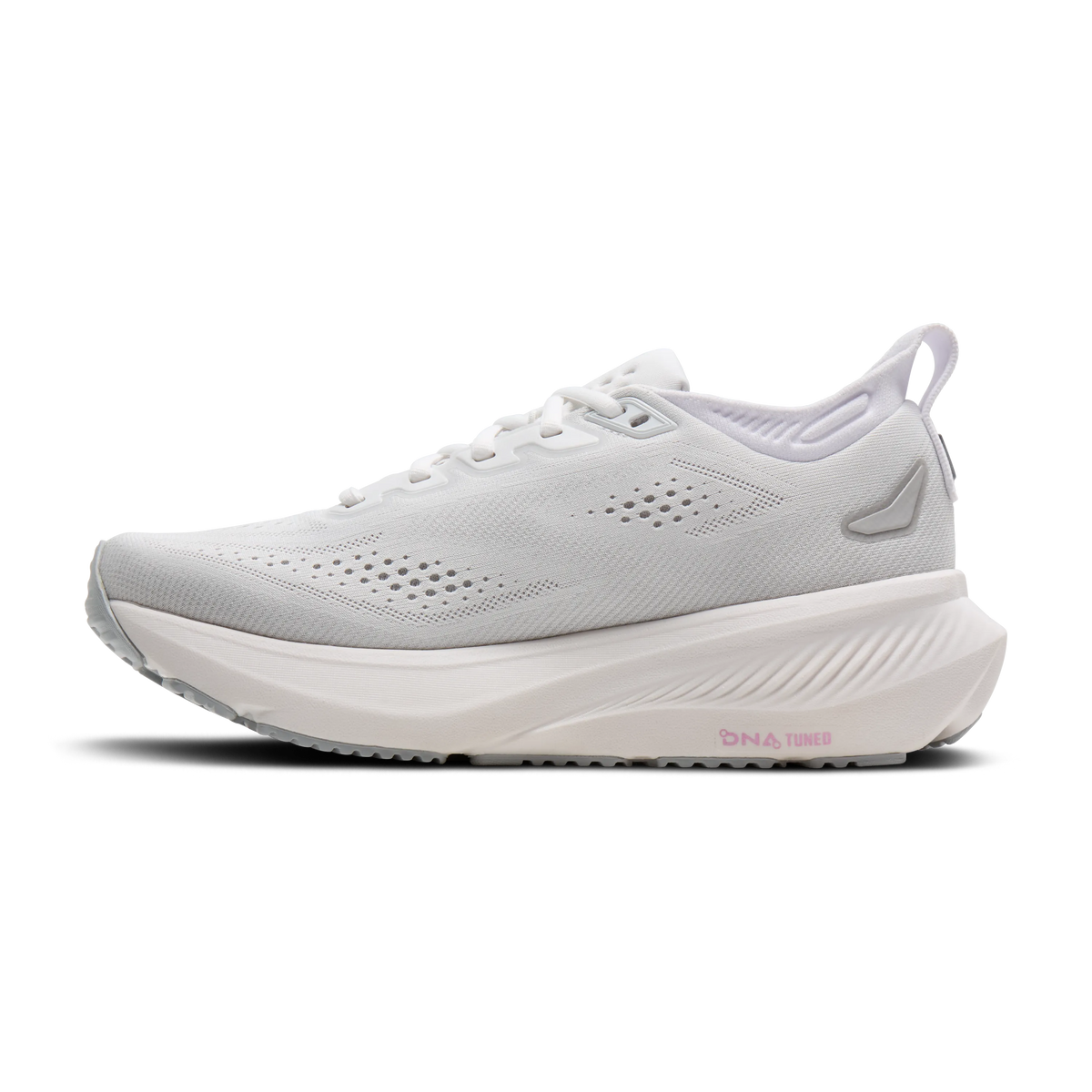 Brooks Glycerin 23 women's running shoe in White/Harbor Mist/Metallic, medial view (image 3).