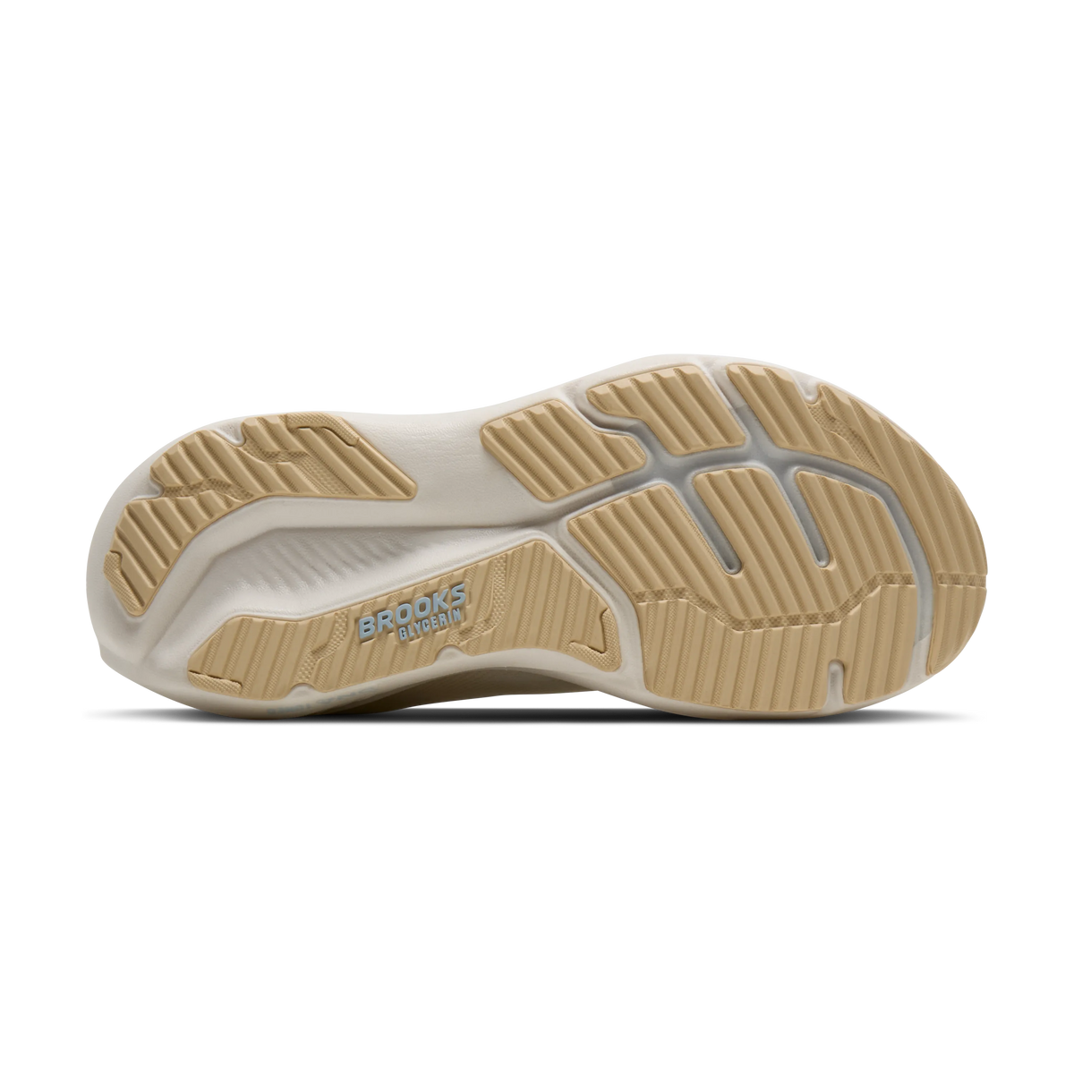 Brooks Glycerin 23 women's running shoe in Coconut/Sand/Skyway, bottom view (image 5).