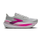 Women's Brooks Glycerin Max 2. Grey upper. White midsole. Lateral view.