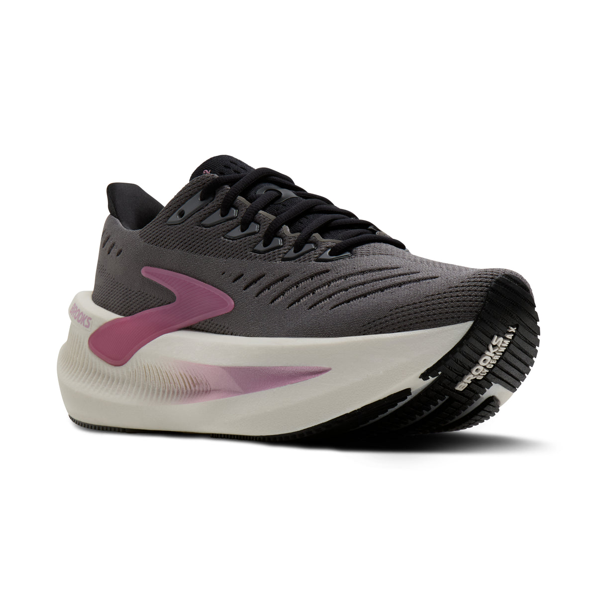 Women's Brooks Glycerin Max 2. Grey upper. White midsole. Lateral view.
