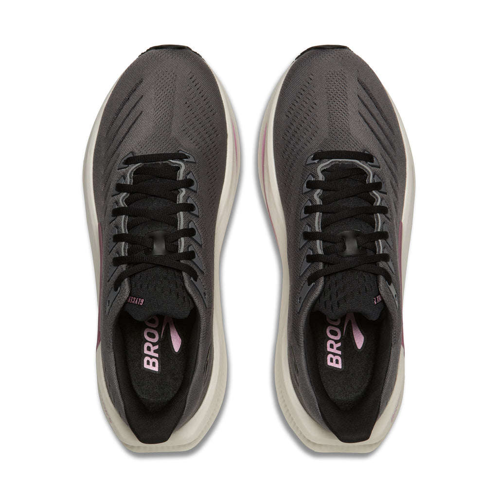 Women's Brooks Glycerin Max 2. Grey upper. White midsole. Top view.