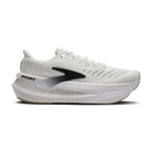 Women's Brooks Glycerin Max 2. White upper. White midsole. Lateral view.