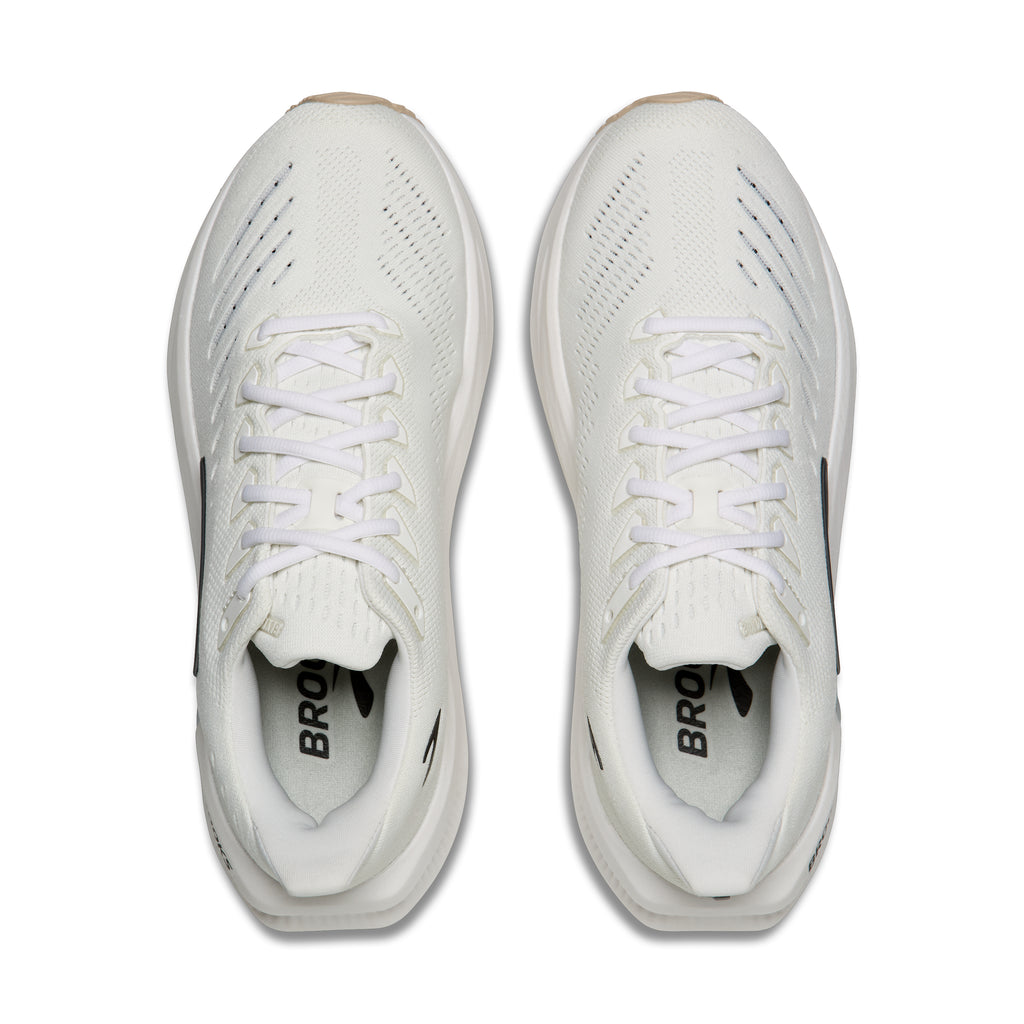 Women's Brooks Glycerin Max 2. White upper. White midsole. Top view.