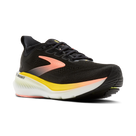 Brooks Glycerin GTS 23 women's stability running shoe in Black/Peach/Nightlife, lateral view (image 1).