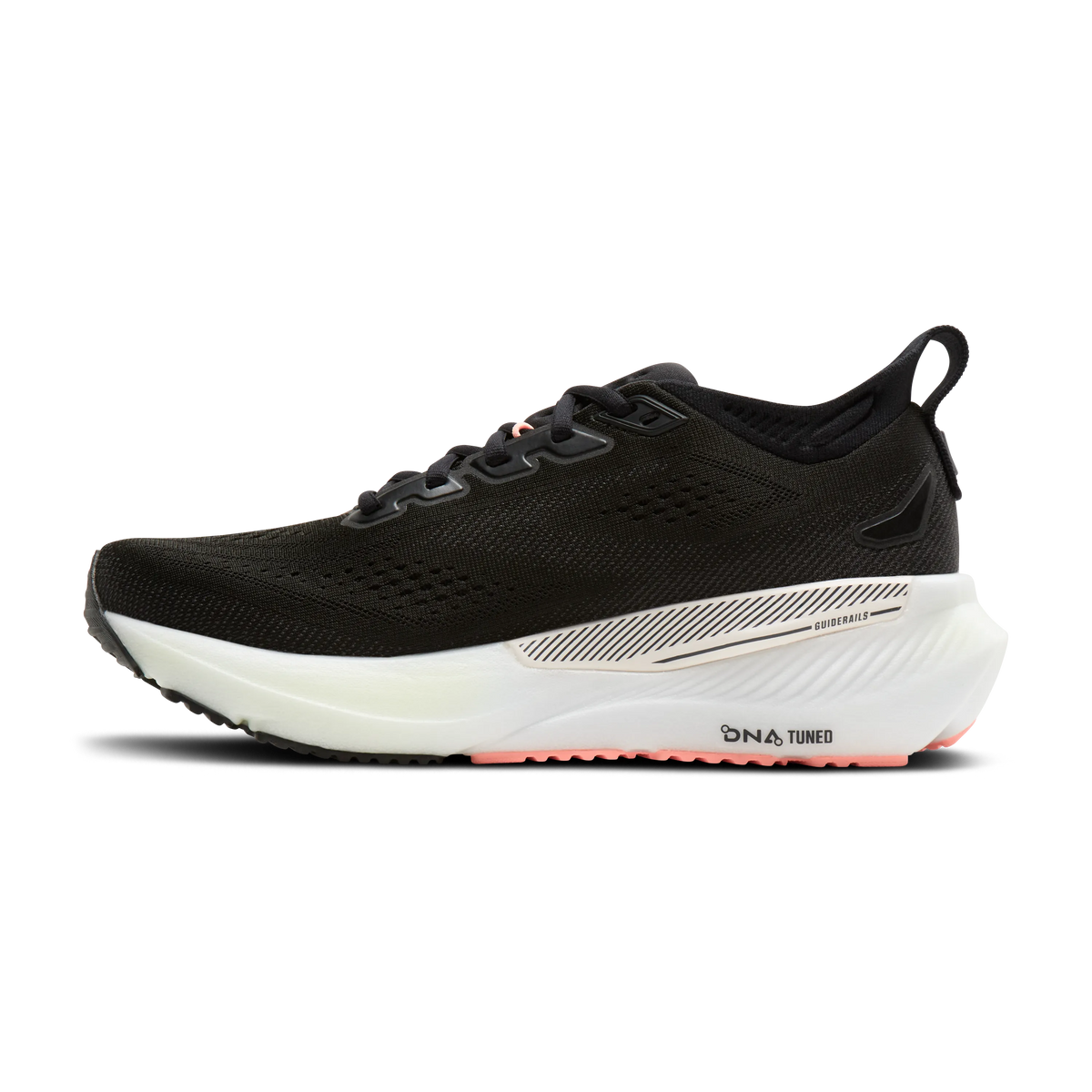 Brooks Glycerin GTS 23 women's stability running shoe in Black/Peach/Nightlife, medial view (image 3).
