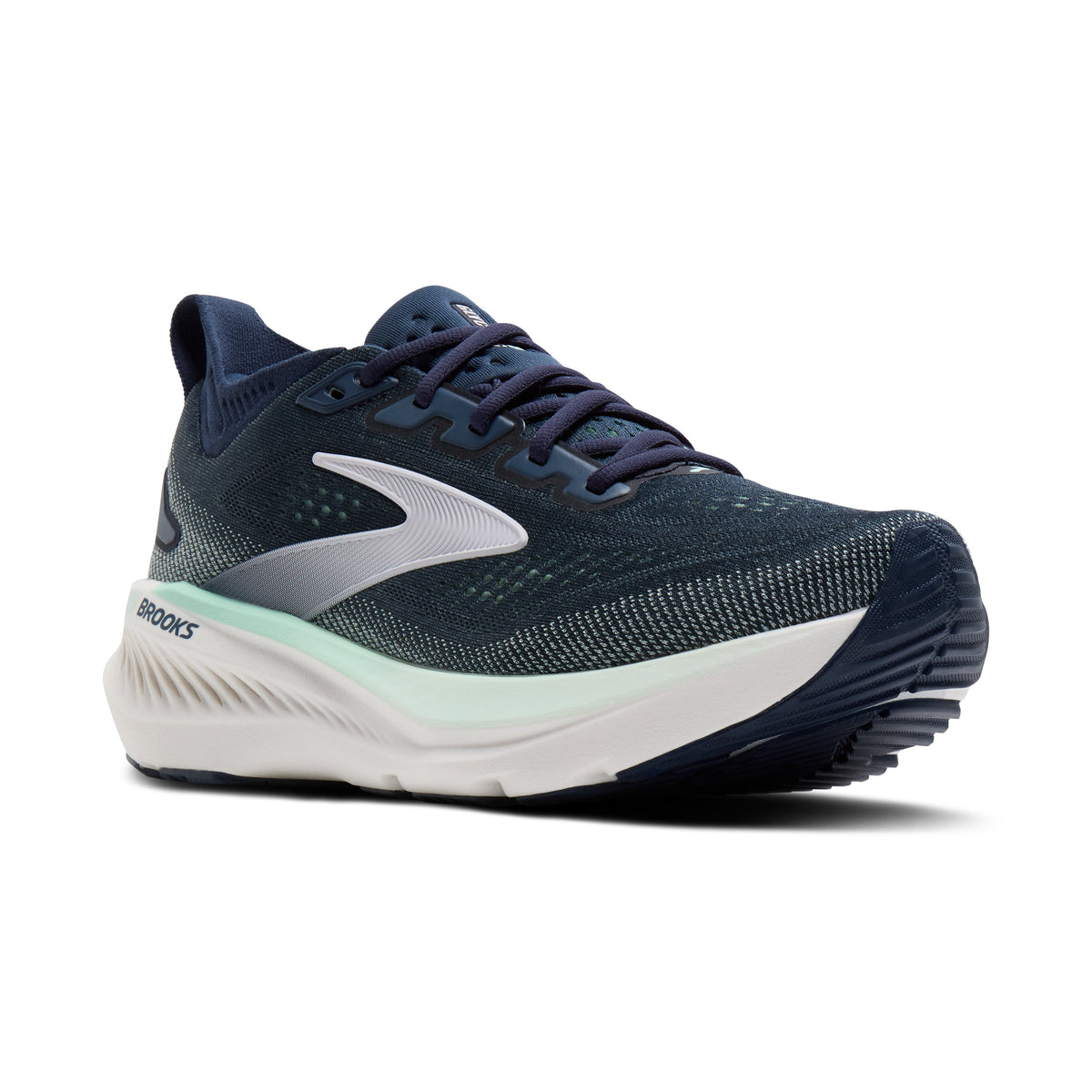 Brooks Glycerin GTS 23 women's stability running shoe in Spellbound/Yucca/Pink, lateral view (image 1).
