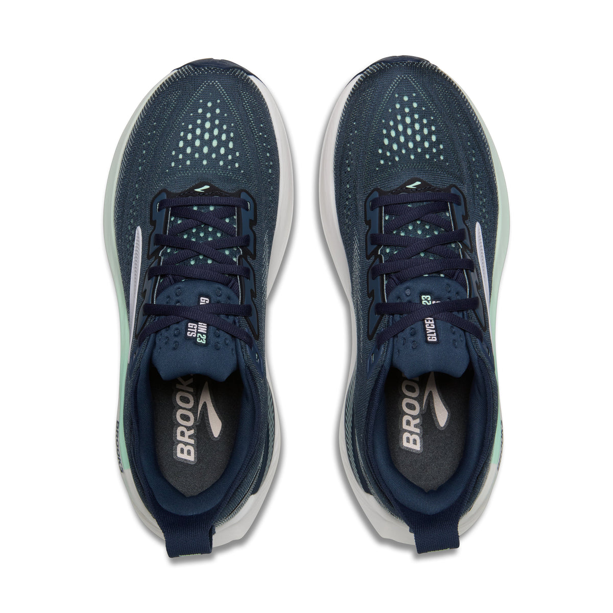 Brooks Glycerin GTS 23 women's stability running shoe in Spellbound/Yucca/Pink, top view (image 4).