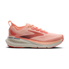 Brooks Glycerin GTS 23 women's stability running shoe in Coral/Peach/Spellbound, lateral view (image 2).