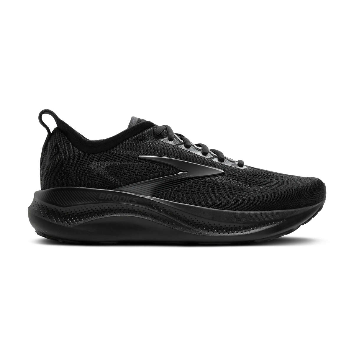 Women's Brooks Adrenaline GTS 26. Black upper. Black midsole. Lateral view.