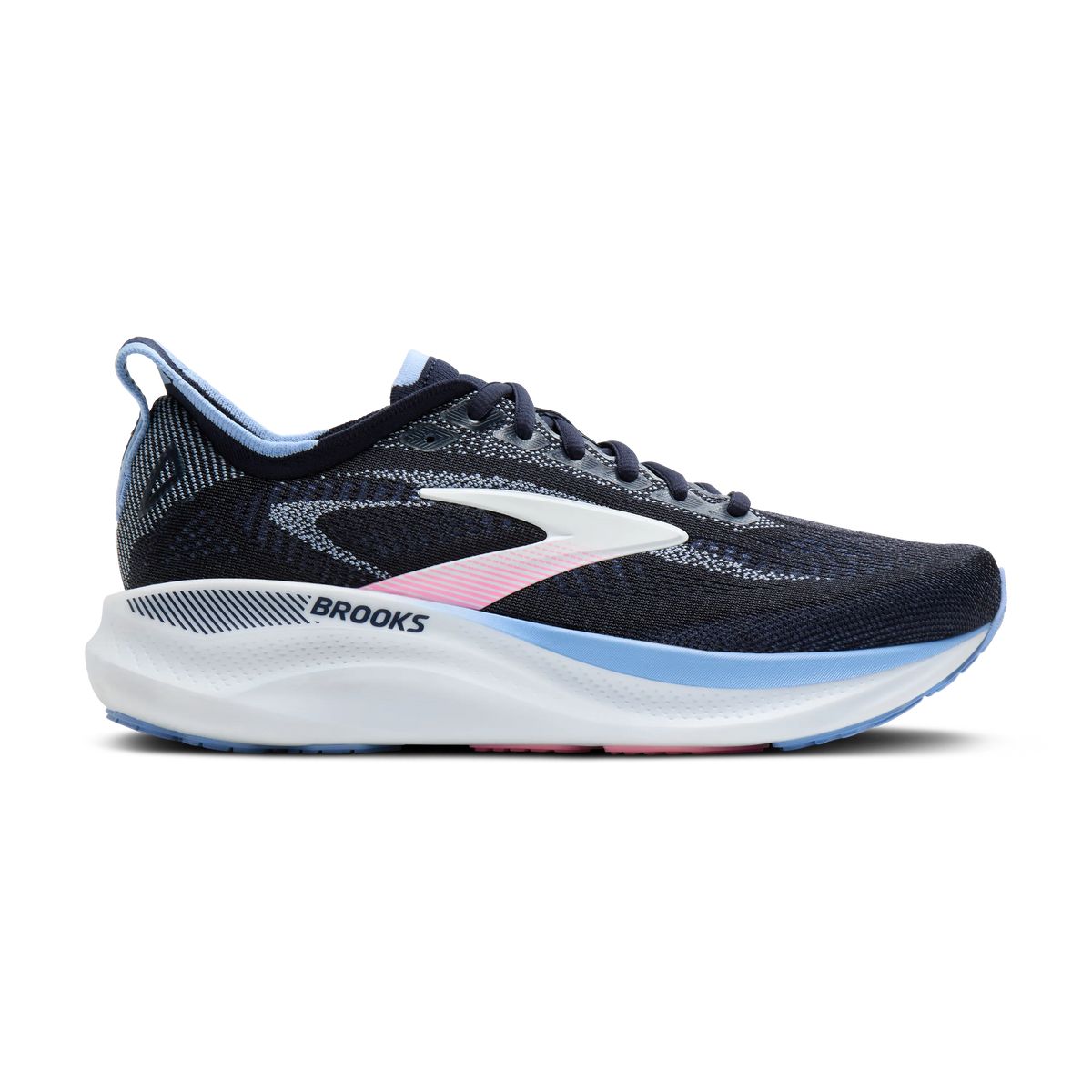Women's Brooks Adrenaline GTS 26. Black upper. White midsole. Lateral view.