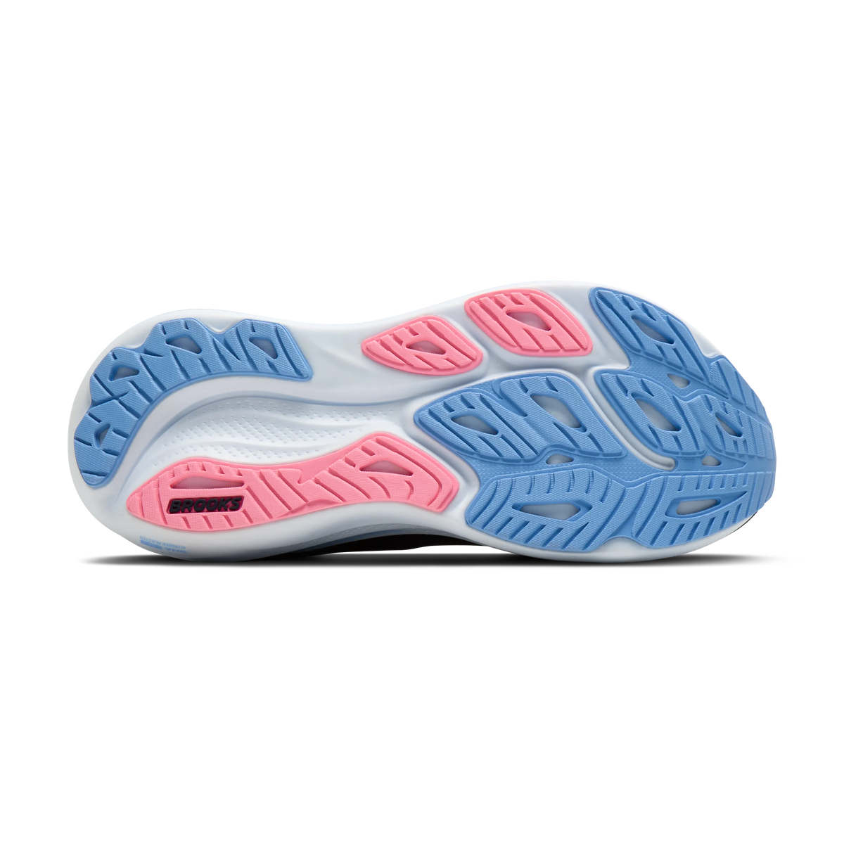 Women's Brooks Adrenaline GTS 26. Black upper. White midsole. Bottom view.