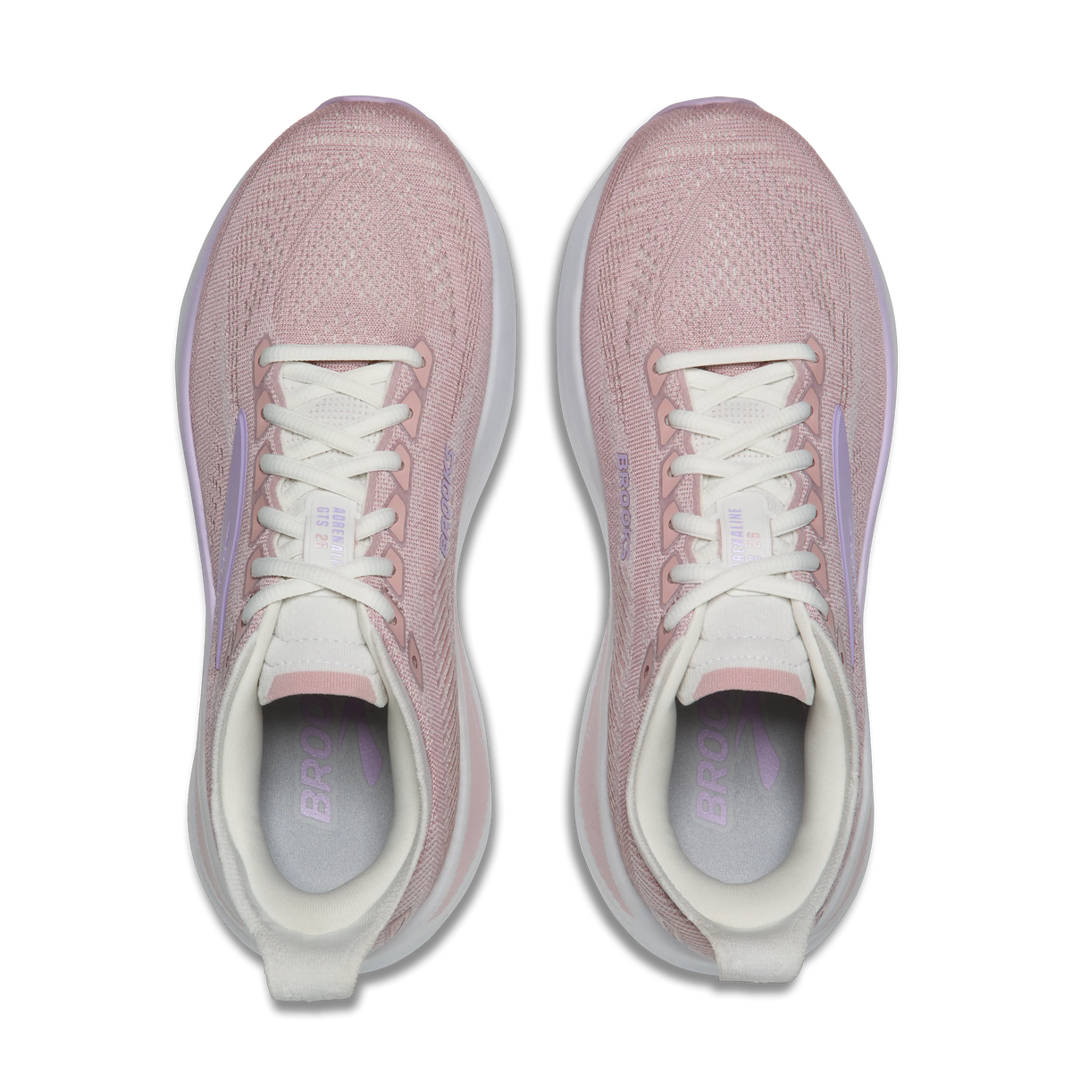 Women's Brooks Adrenaline GTS 26. Light Pink upper. White midsole. Top view.