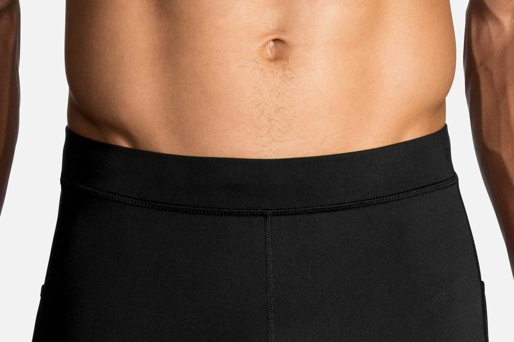 Men's Brooks Source 9" Tights. Black. Front view.