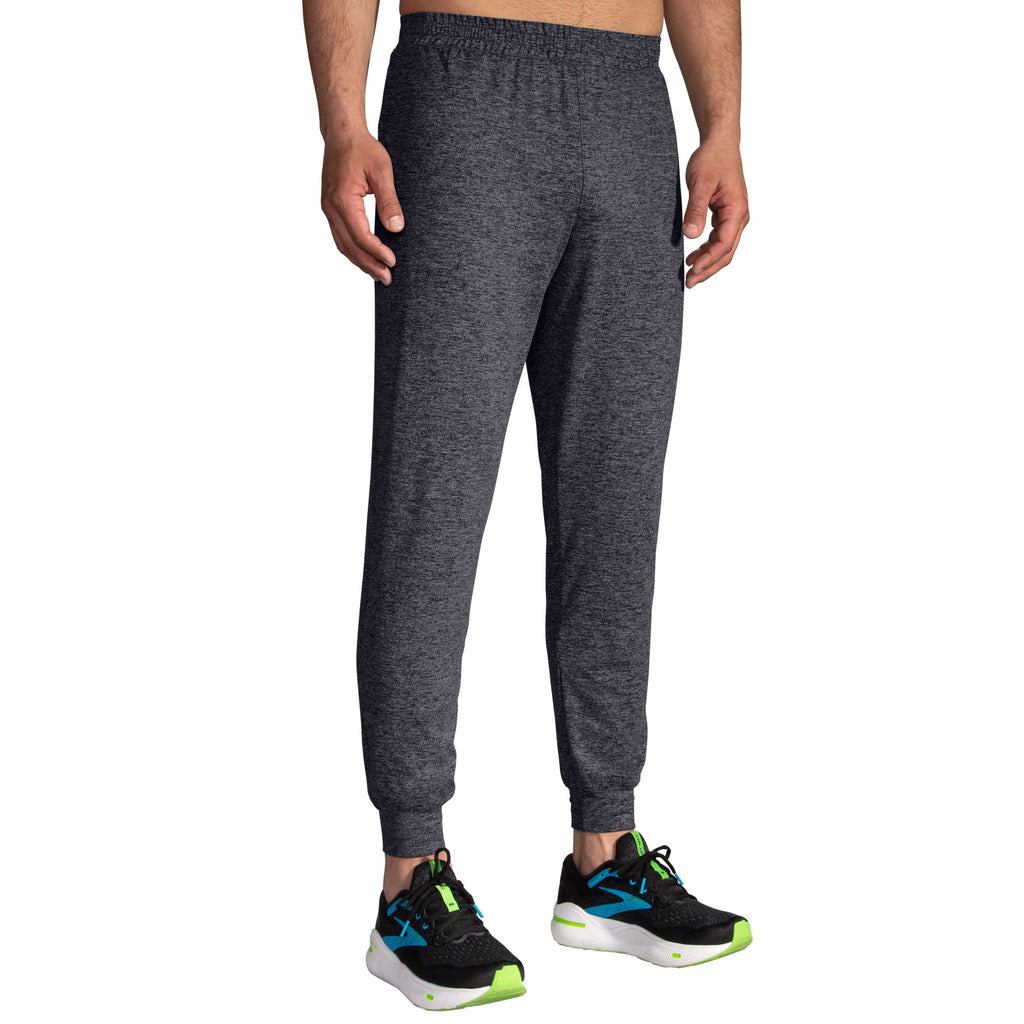 Men's Brooks Luxe Jogger. Black/Grey. Front view.