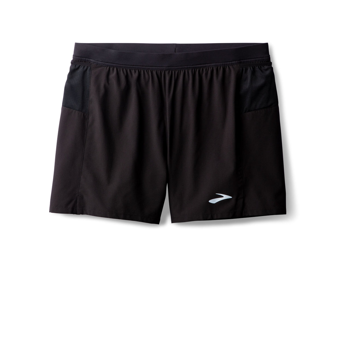 Men's Brooks Journey Shorts. Black. Front view.