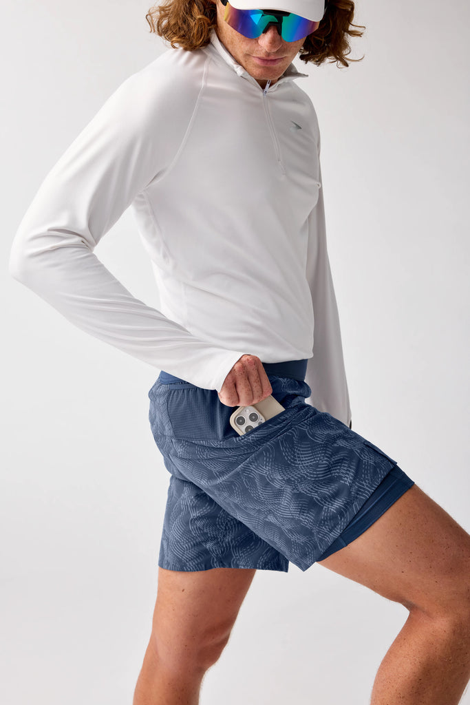 Men's Brooks Journey 7" 2-in-1 Shorts. Teal.