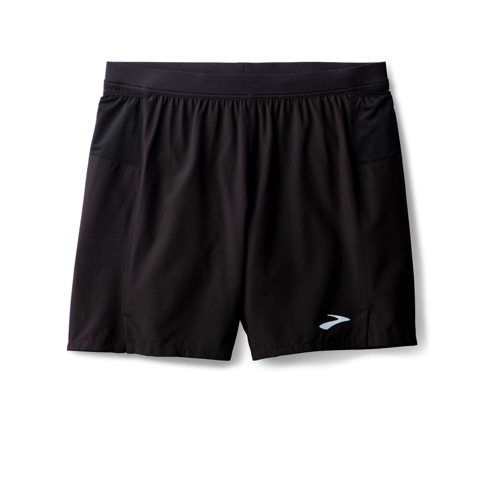 Men's Brooks Journey 7" Shorts. Black. Front view.