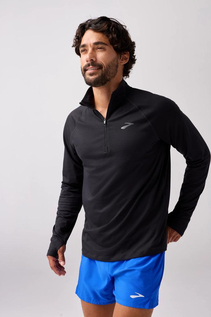 Men's Brooks Dash 1/4 Zip 3.0. Black.