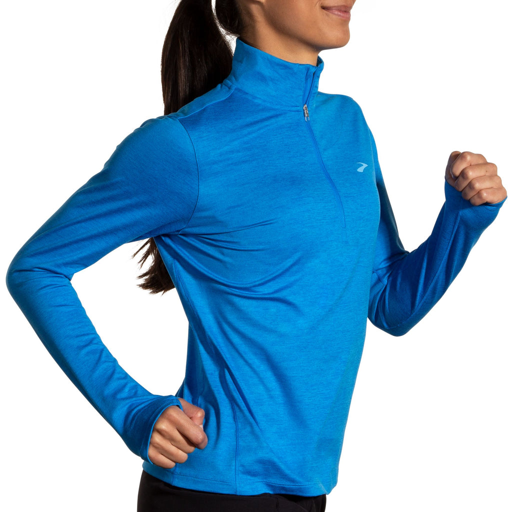 Women's Brooks Dash 1/2 Zip 2.0. Blue. Lateral view.