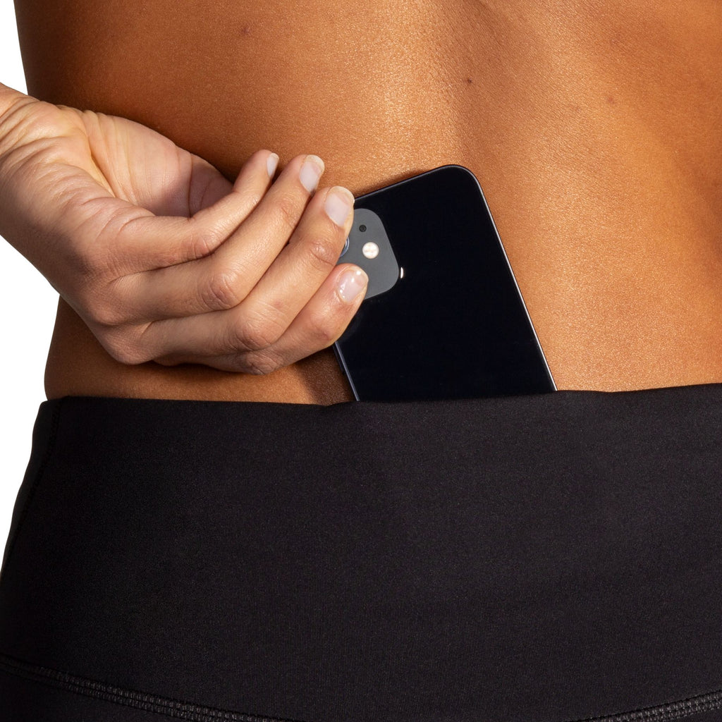 Women's Brooks Spark 5" Short Tights. Black. Rear pocket.