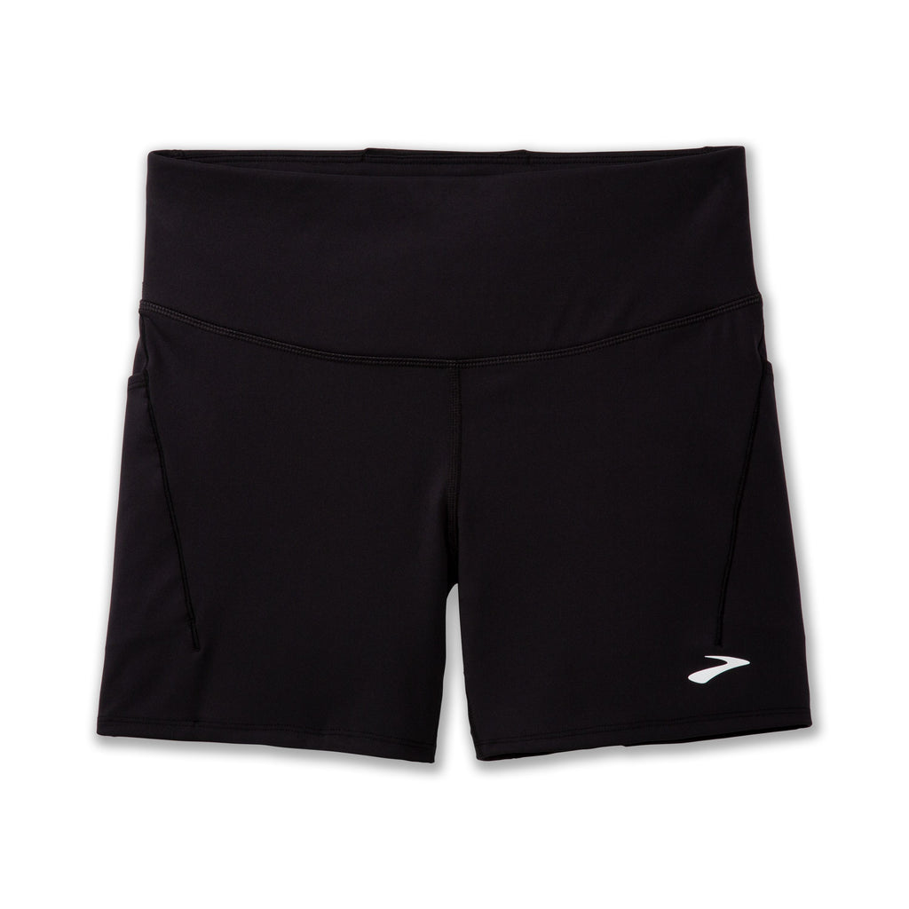 Women's Brooks Spark 5" Short Tights. Black. Front view.