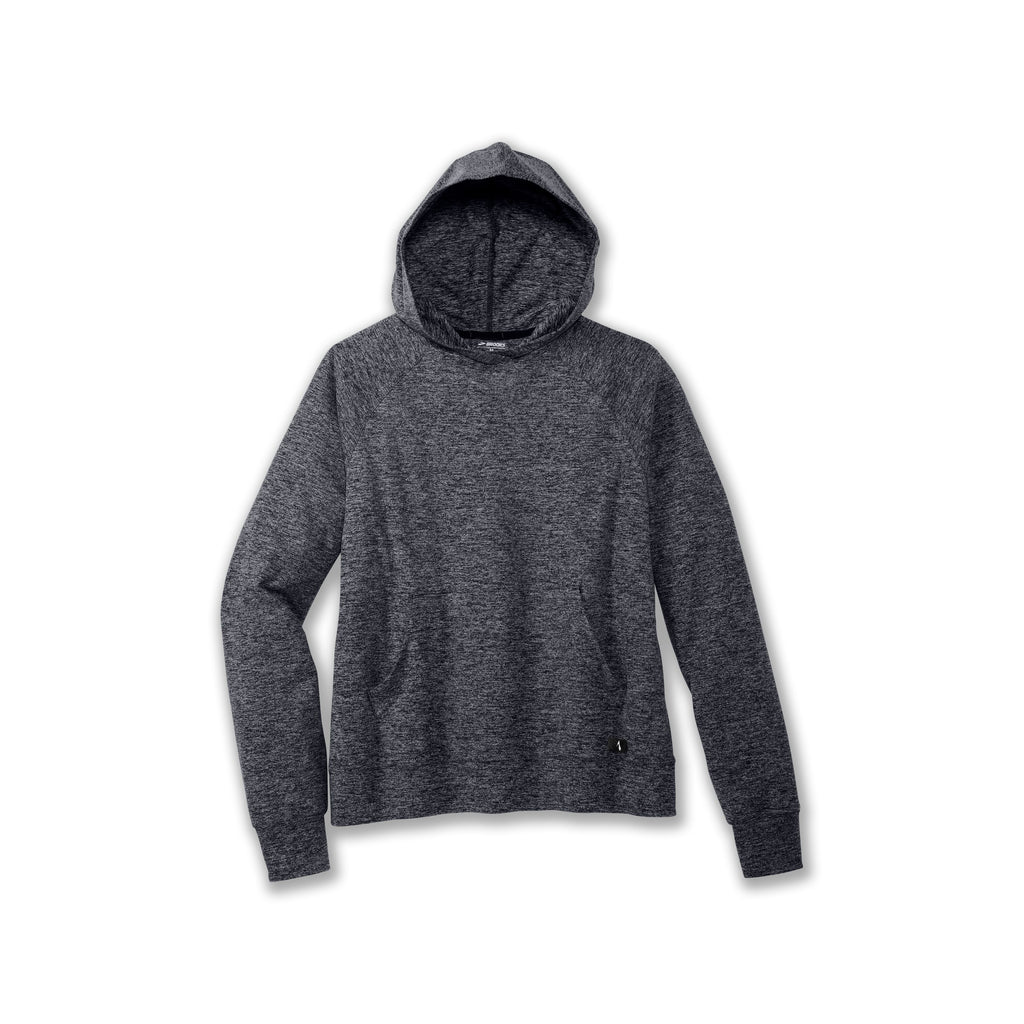 Women's Brooks Luxe Hoodie. Black. Front view.