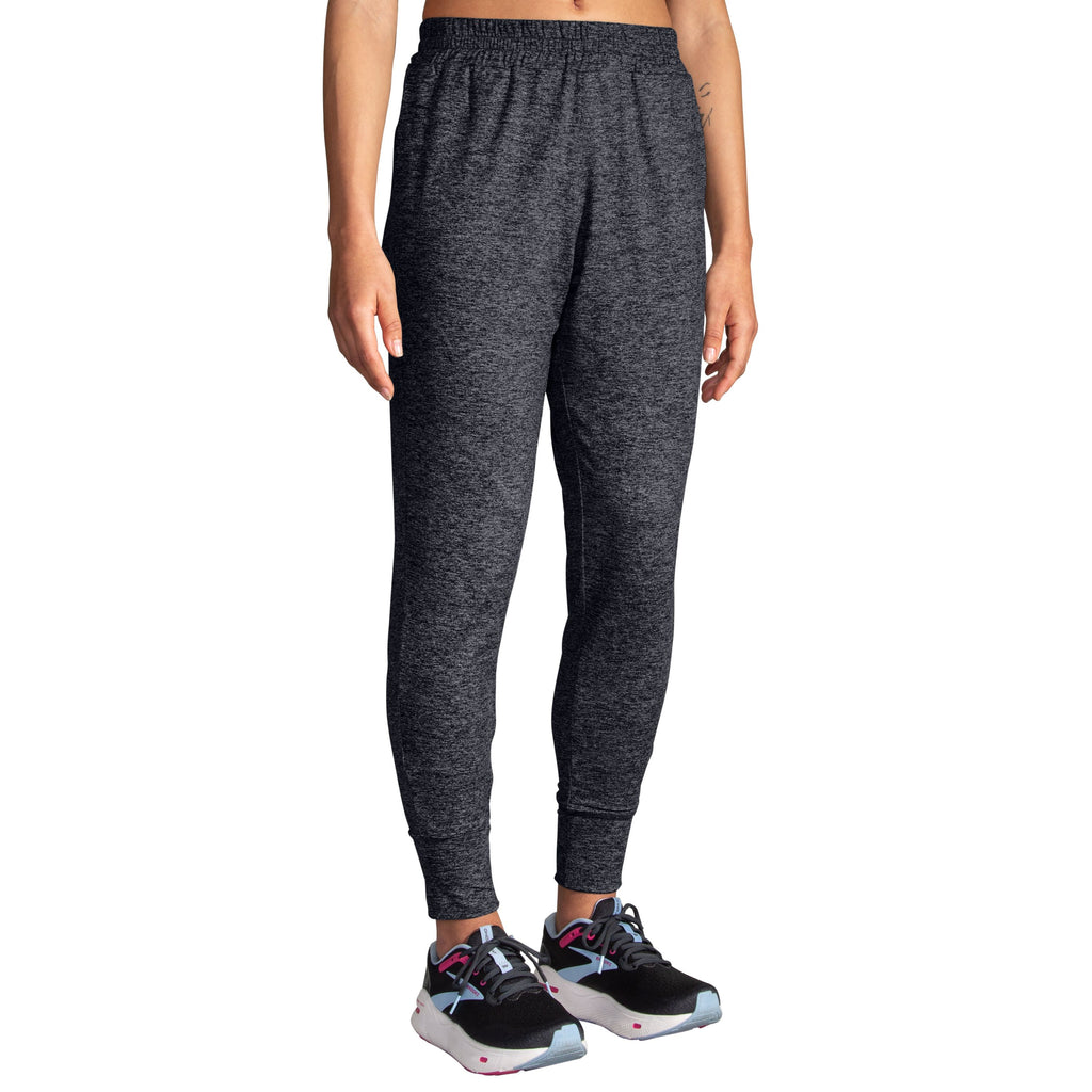 Women's Brooks Luxe Jogger. Black. Front view.