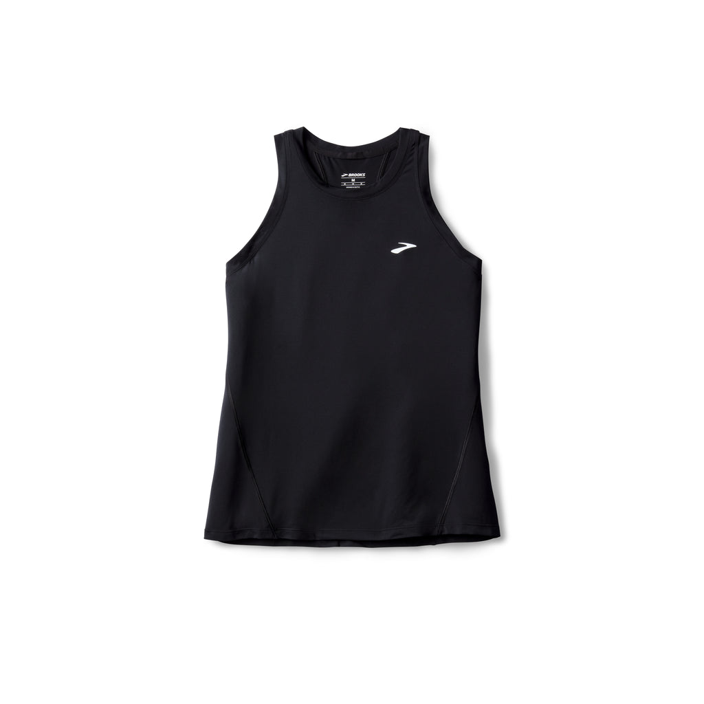 Women's Brooks Sprint Tank. Black. Front view.